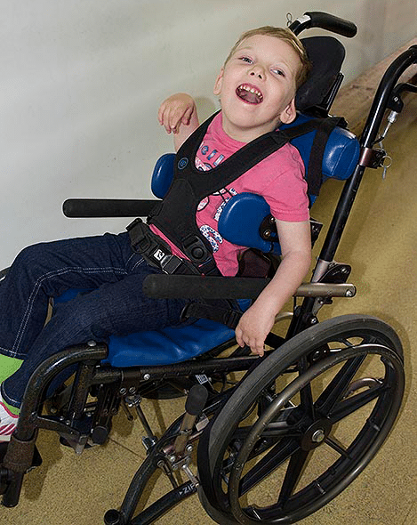 Aldea in her new pediatric wheelchair Aldea in her new pediatric wheelchair