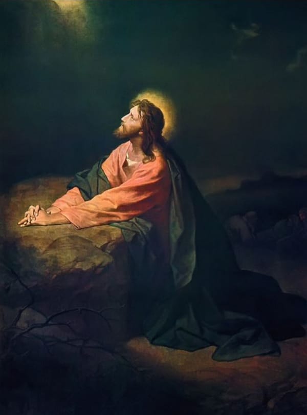 Jesus praying in the garden of Gethsemane