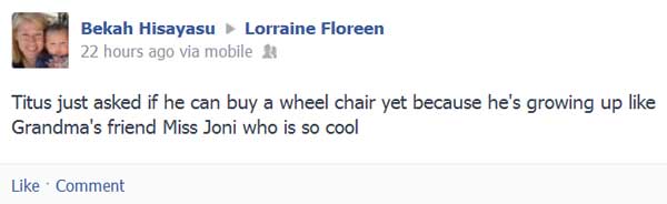 Bekah's Facebook post Bekah's Facebook post