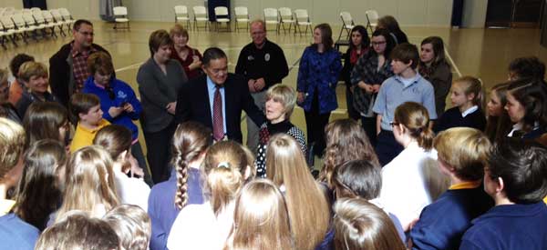 Christ Covenant School Joni sharing her testimony with students