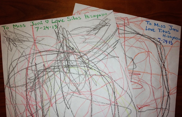 Drawings for Joni from Bekah's boys Drawings for Joni from Bekah's boys