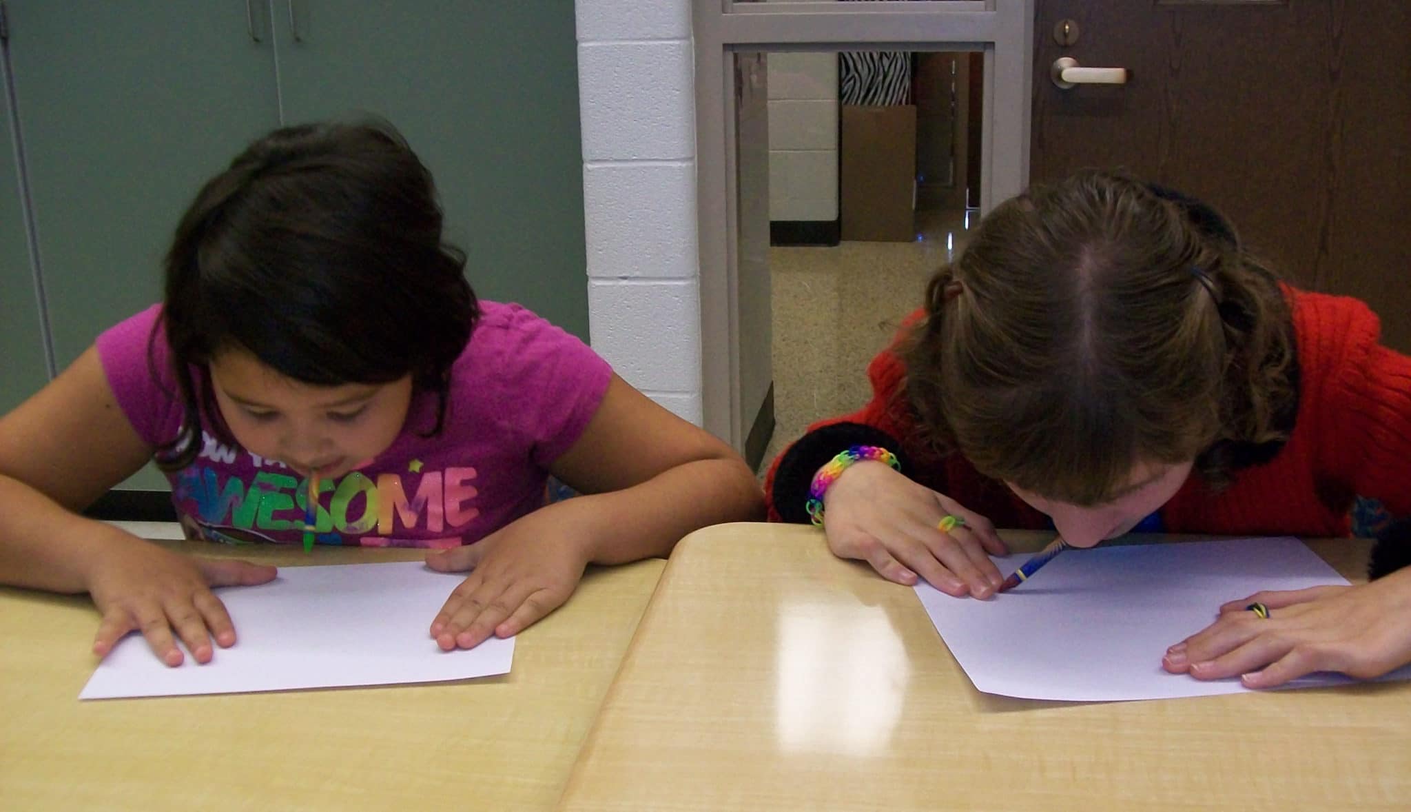 Girls Drawing with Mouth Girls Drawing with Mouth