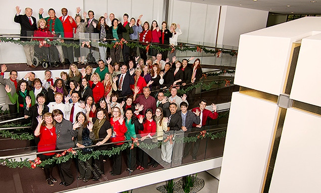 joni and friend staff christmas photo