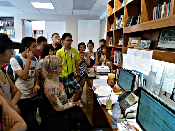 Joni's Dragon Joni showing her dragon on a tour