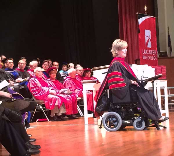 Lancaster Bible College Joni speaking at Lancaster Bible College graduation