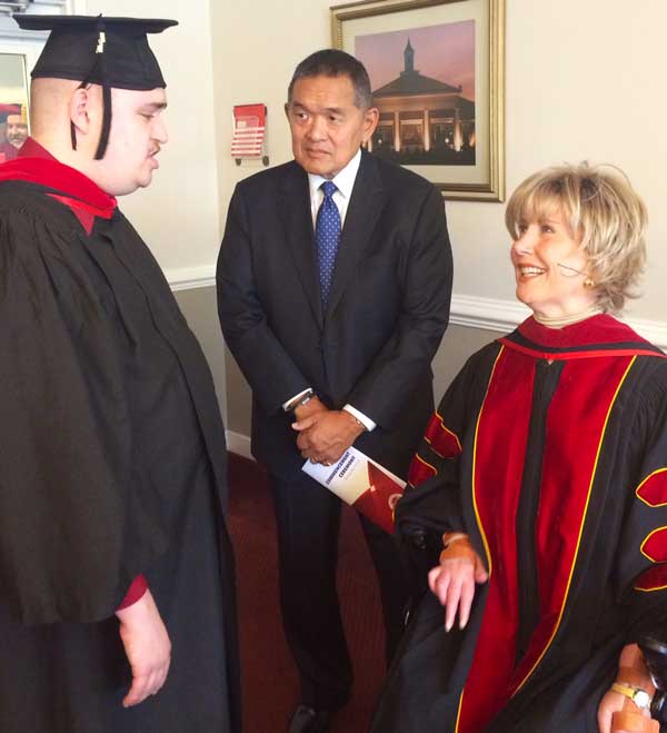 Lancaster Bible College Joni and Ken speaking with Aaron