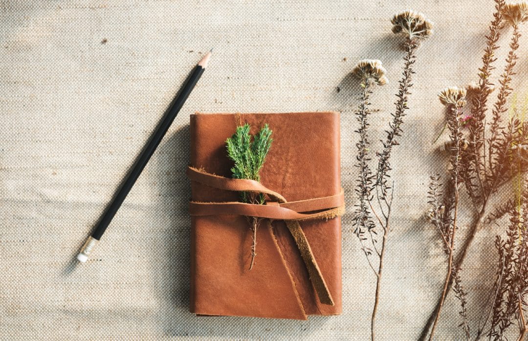 A journal wrapped in leather