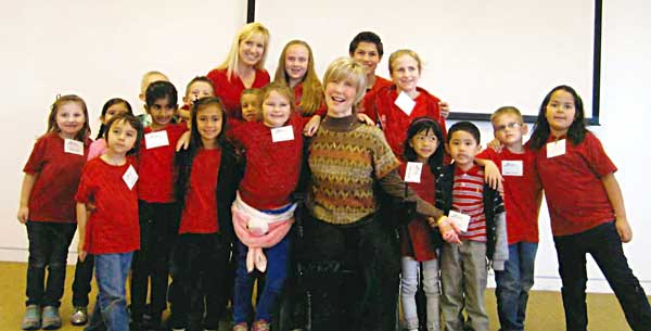 Joni with students Joni with students