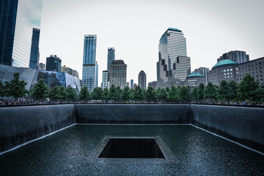 View from above the one of the nine-eleven memorial fountains in New York.