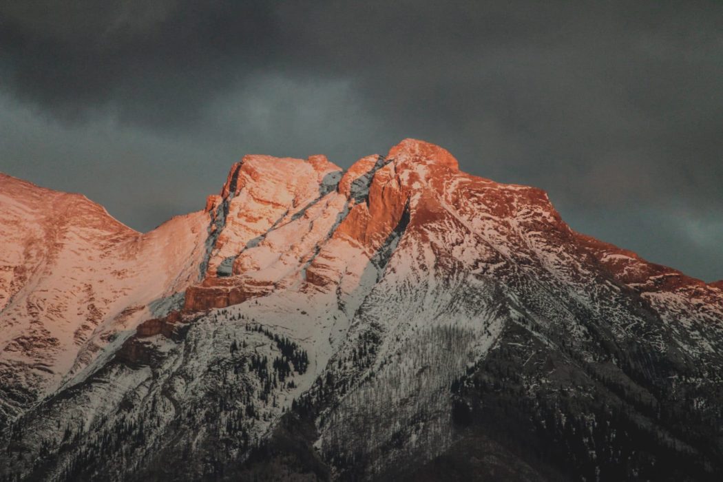 A snowy mountain peak.