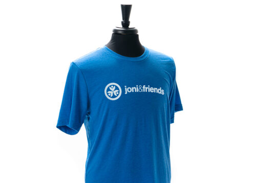 Blue Tee Shirt with the Joni and Friends logo across the chest