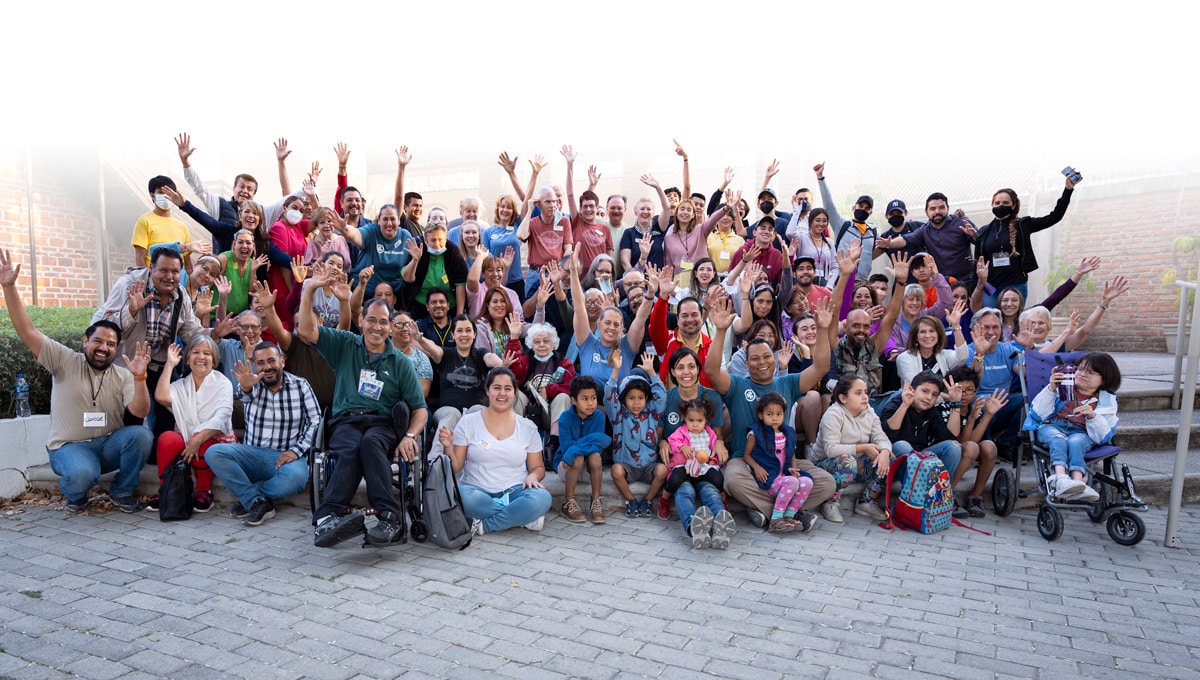 A group of volunteers and wheelchair recipients at Joni and Friends Wheels for the World in Mexico.