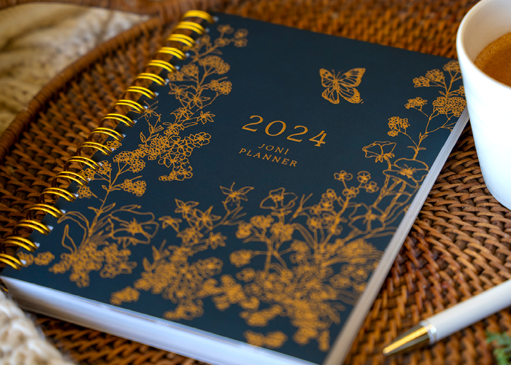 2024 Planner cover with wildflower artwork