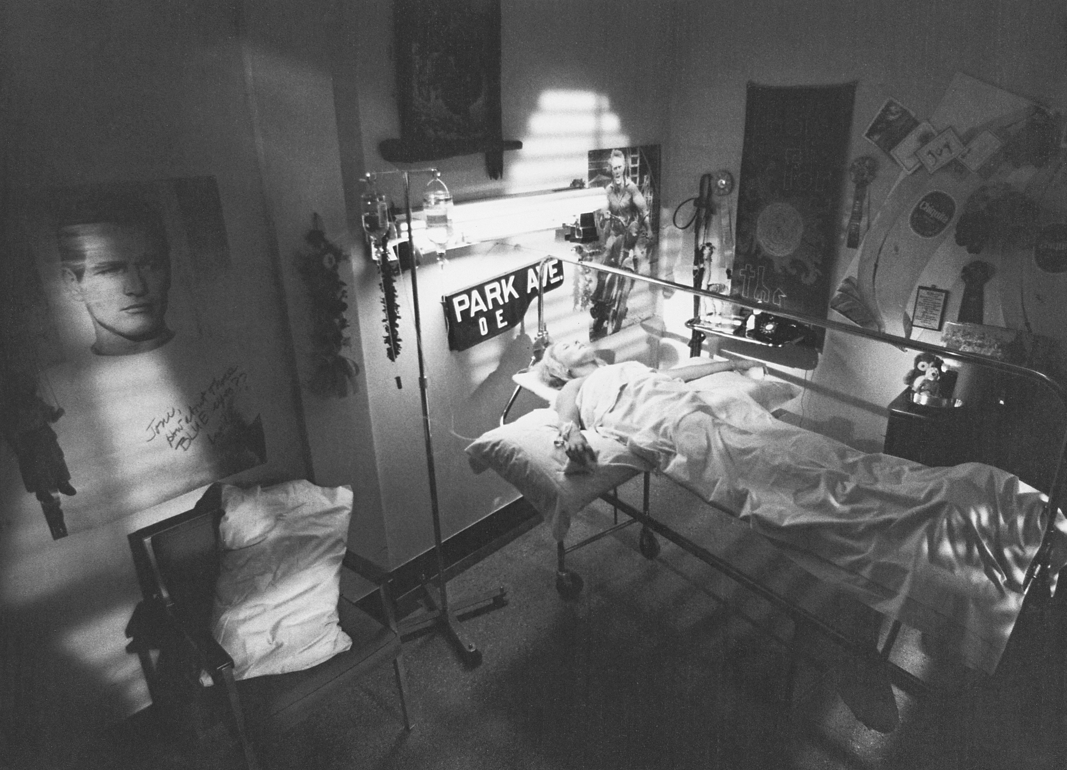 A picture of Joni in her hospital bed when she was first injured.