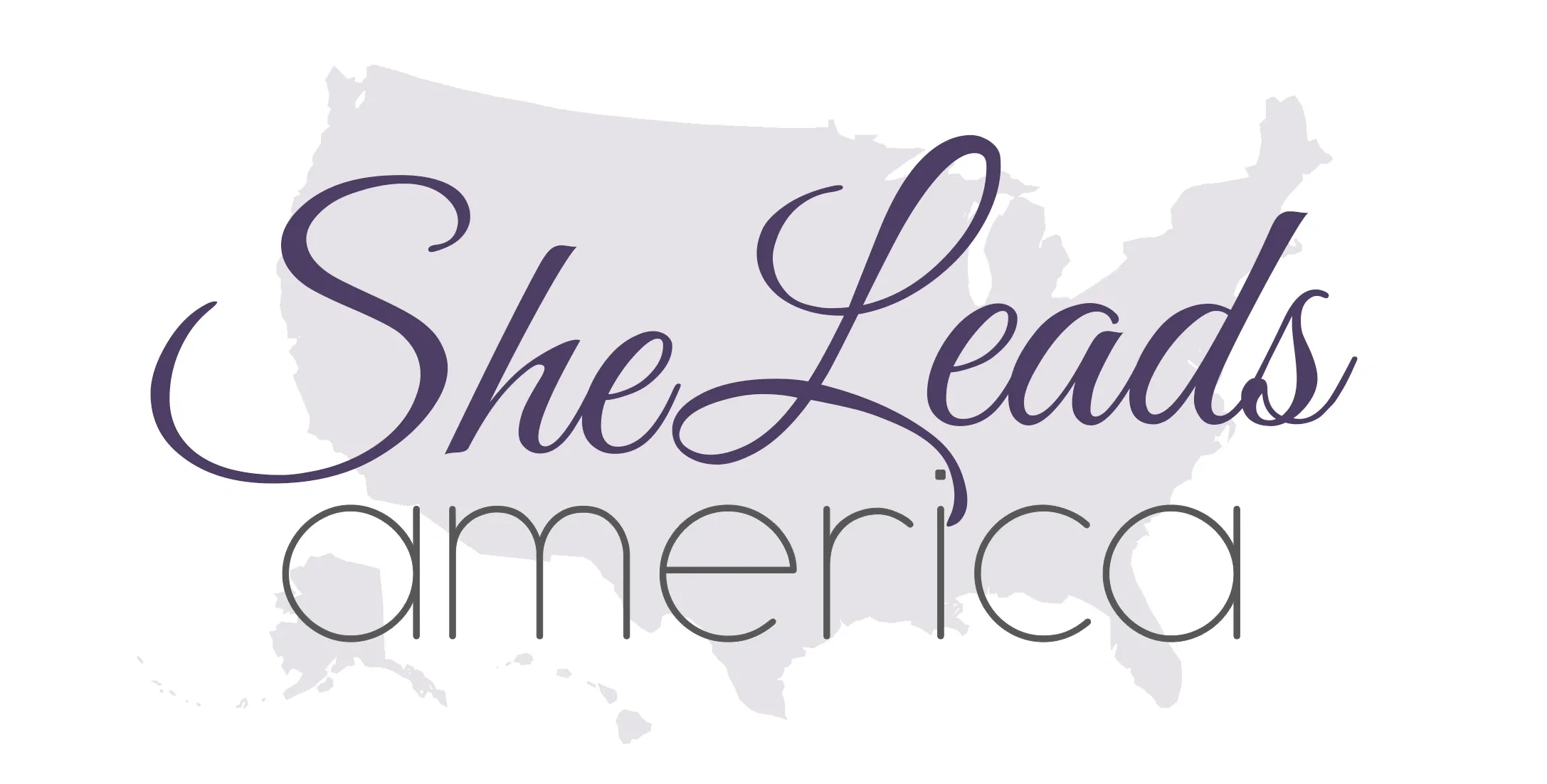 A graphic of America with the words "She Leads America" superimposed over it.
