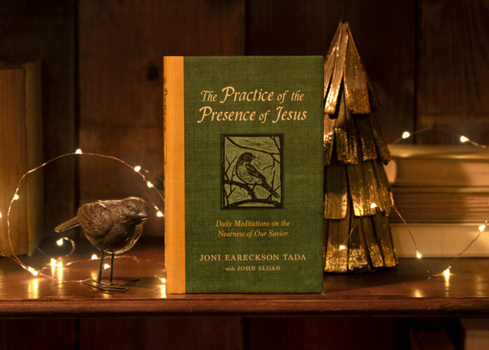 Joni's Book The Practice of the Presence of Jesus decorated with lights
