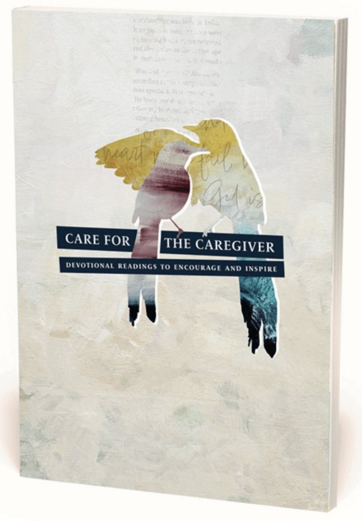 A picture of the cover of the Care for the Caregiver devotional book.