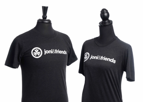 Charcoal T-shirts with the Joni and Friends logo on the front