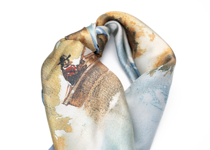 A close-up of the Fishing on the Lake Scarf