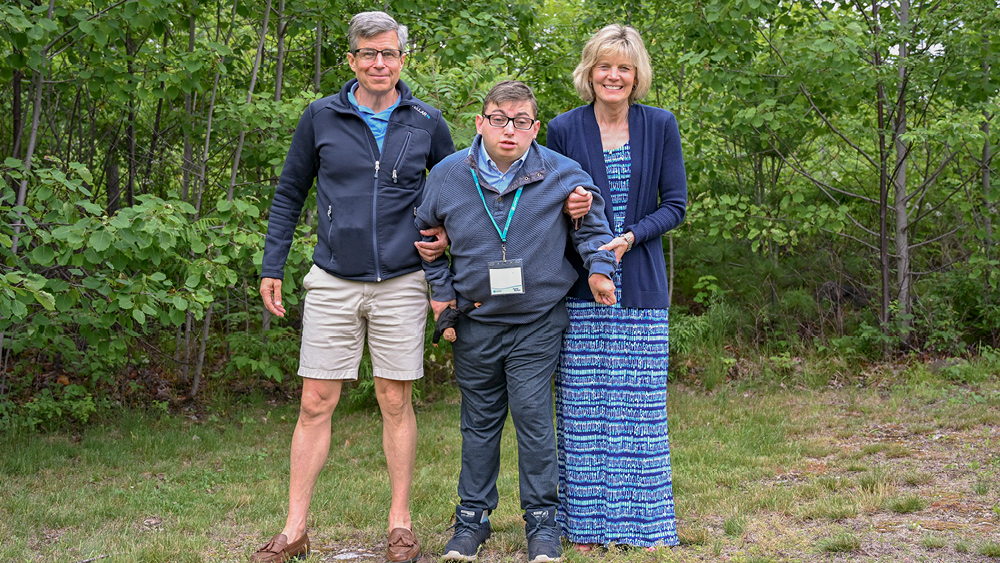 A family poses for a photo at Family Retreat