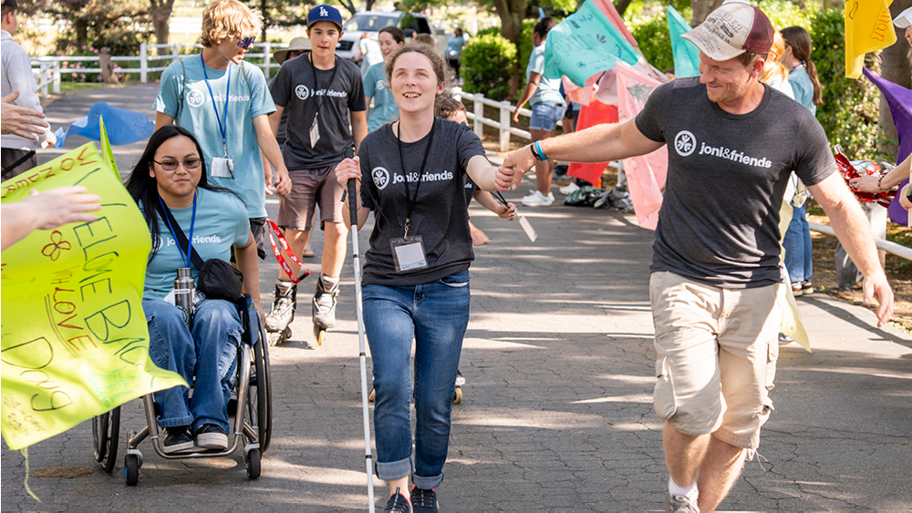 People walking and rolling at a Walk 'N' Roll